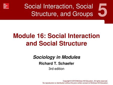 Module 16: Social Interaction and Social Structure