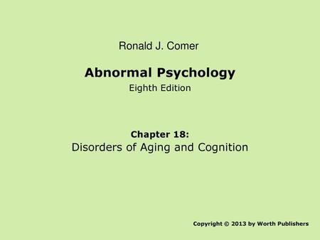 Disorders of Aging and Cognition