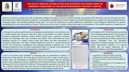 THE USE OF A WRITTEN ASTHMA ACTION PLAN IN PATIENTS DISCHARGED FROM THE EMERGENCY DEPARTMENT OF THE MATER MISERICORDIAE UNIVERSITY HOSPITAL Dr. Nafisah.