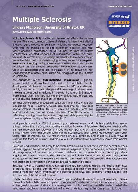 Multiple Sclerosis [www.bris.ac.uk/cellmolmed/air]