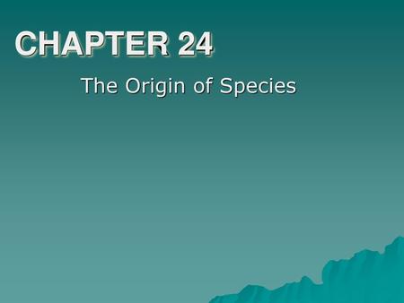 CHAPTER 24 The Origin of Species.