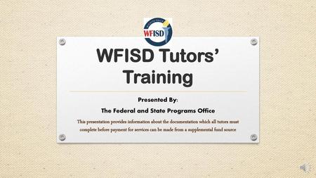 WFISD Tutors’ Training