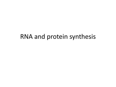 RNA and protein synthesis