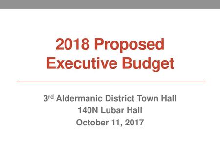 2018 Proposed Executive Budget