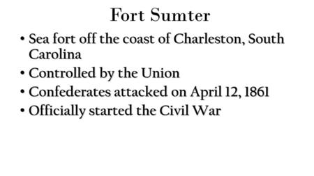 Fort Sumter Sea fort off the coast of Charleston, South Carolina