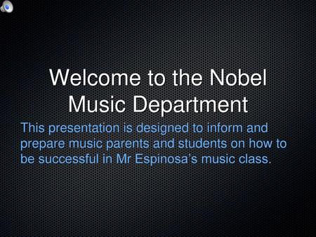 Welcome to the Nobel Music Department