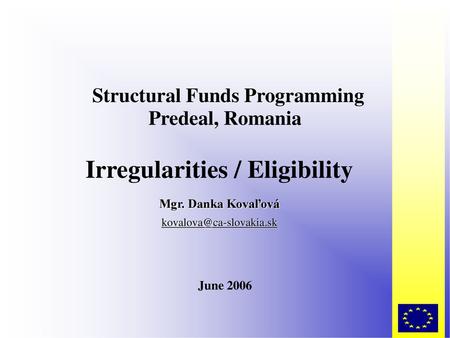 Structural Funds Programming Predeal, Romania