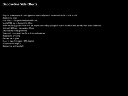 Dapoxetine Side Effects