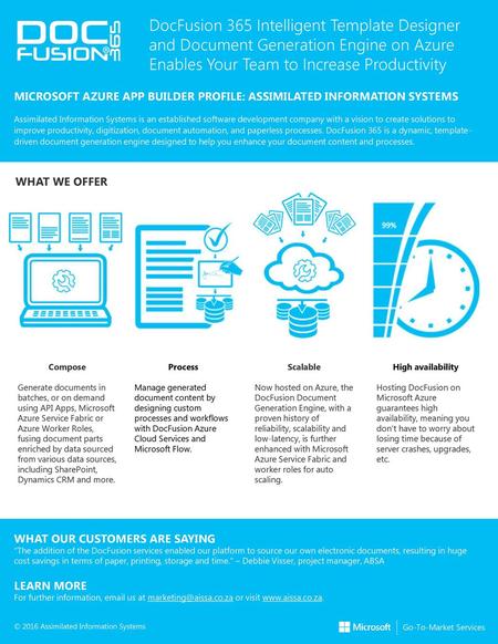 DocFusion 365 Intelligent Template Designer and Document Generation Engine on Azure Enables Your Team to Increase Productivity MICROSOFT AZURE APP BUILDER.