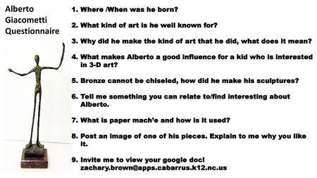 Giacometti Questionnaire