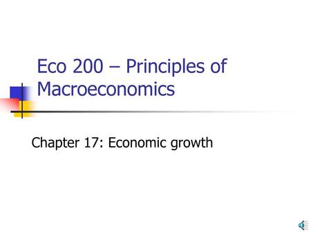 Eco 200 – Principles of Macroeconomics