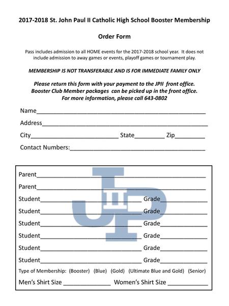 St. John Paul II Catholic High School Booster Membership