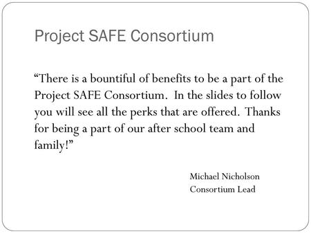 Project SAFE Consortium