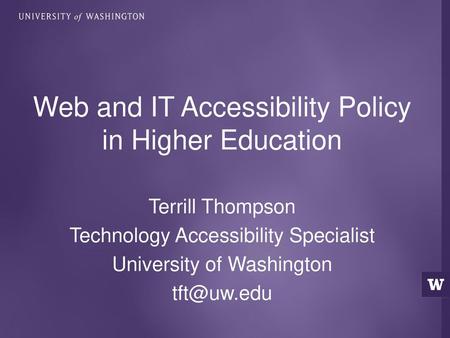 Web and IT Accessibility Policy in Higher Education