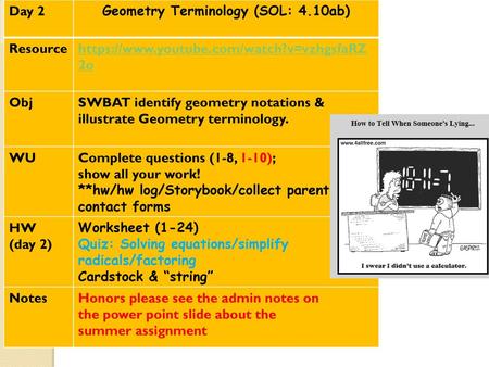 Geometry Terminology (SOL: 4.10ab)