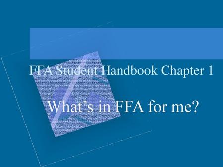 FFA Student Handbook Chapter 1