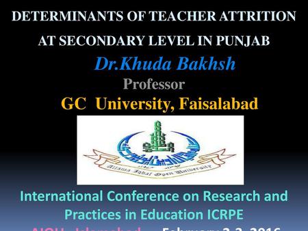 Dr.Khuda Bakhsh Professor GC University, Faisalabad