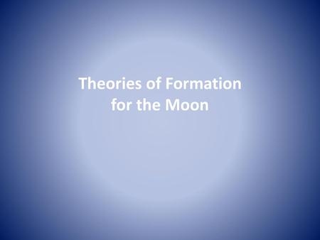 Theories of Formation for the Moon