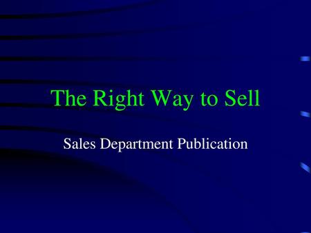 Sales Department Publication