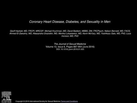 Coronary Heart Disease, Diabetes, and Sexuality in Men