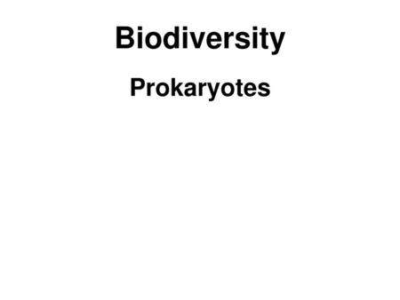 Biodiversity Prokaryotes.