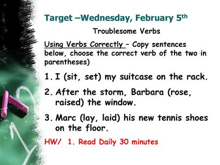 Target –Wednesday, February 5th