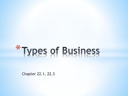 Types of Business Chapter 22.1, 22.3.