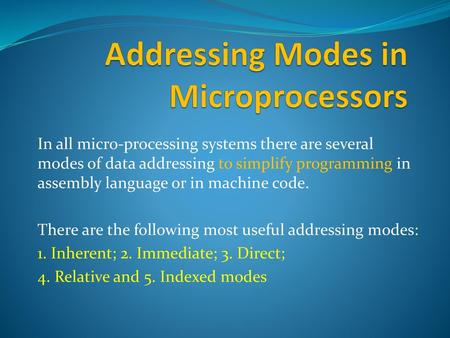 Addressing Modes in Microprocessors