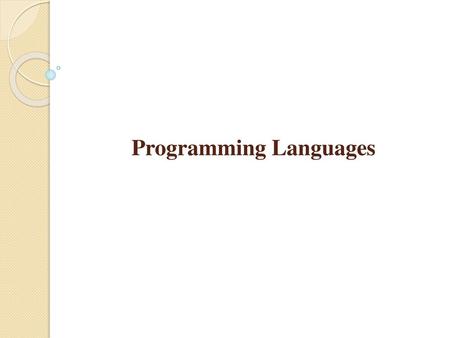 Programming Languages