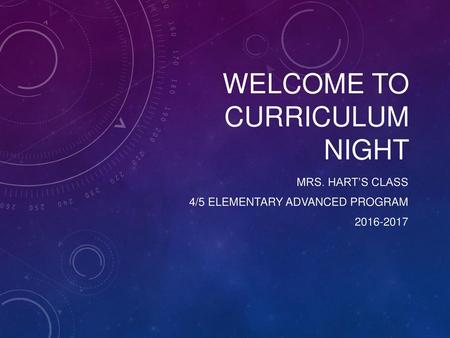 Welcome to Curriculum Night