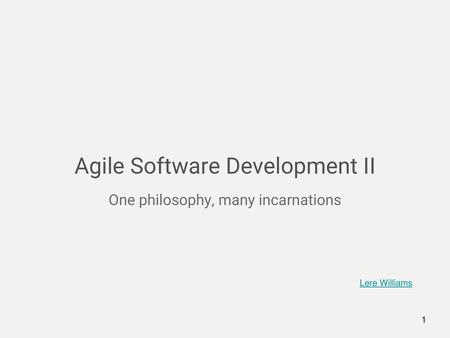 Agile Software Development II