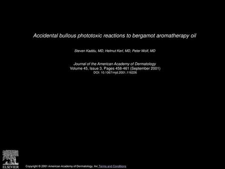 Accidental bullous phototoxic reactions to bergamot aromatherapy oil