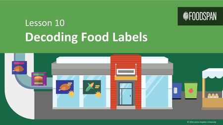 Lesson 10 Decoding Food Labels © 2016 Johns Hopkins University.