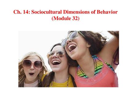 Ch. 14: Sociocultural Dimensions of Behavior (Module 32)