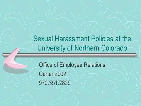 Sexual Harassment Policies at the University of Northern Colorado