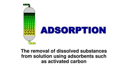 ADSORPTION The removal of dissolved substances from solution using adsorbents such as activated carbon.