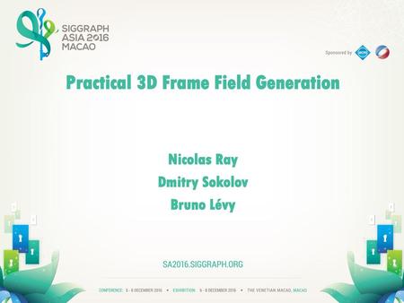 Practical 3D Frame Field Generation