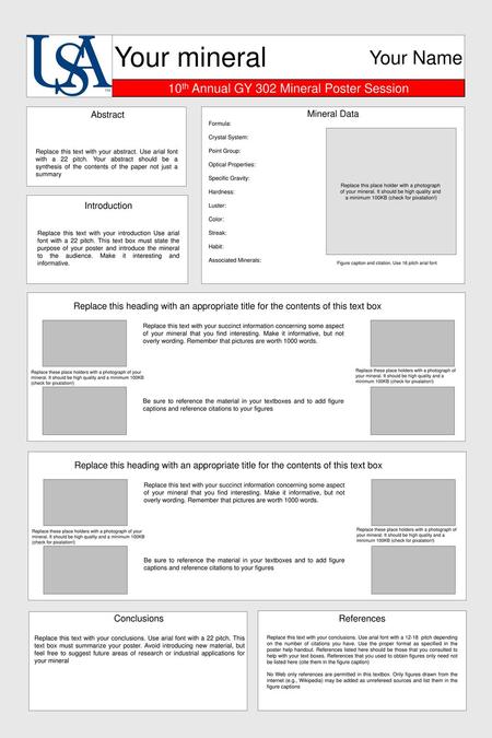 Your mineral Your Name 10th Annual GY 302 Mineral Poster Session