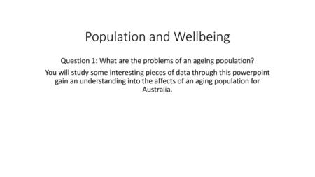 Population and Wellbeing