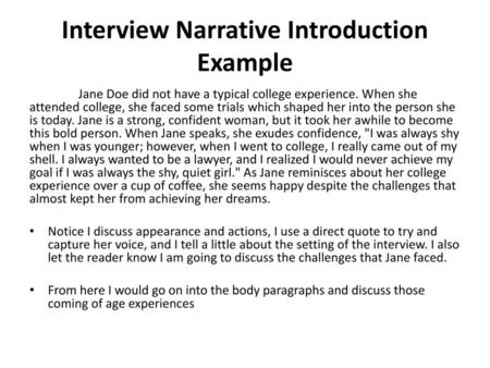 Interview Narrative Introduction Example