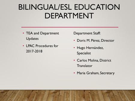 Bilingual/ESL Education Department