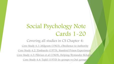 Social Psychology Note Cards 1-20