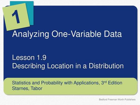 Analyzing One-Variable Data