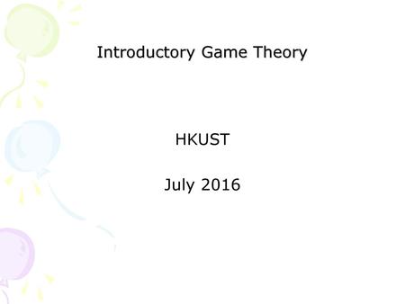 Introductory Game Theory