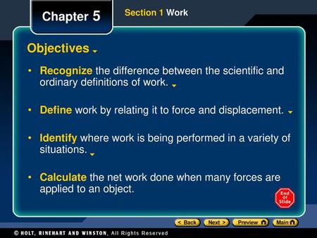 Chapter 5 Section 1 Work Objectives