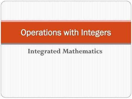 Operations with Integers