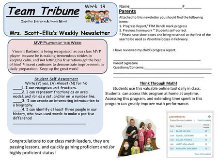 Mrs. Scott-Ellis’s Weekly Newsletter