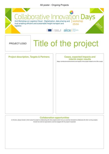 Title of the project 2017 workshop 25/04 A0 poster - Ongoing Projects