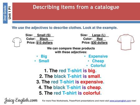 Describing items from a catalogue