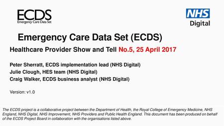 Emergency Care Data Set (ECDS)